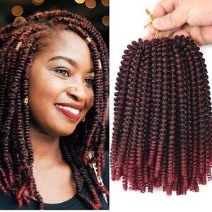 NEW BURGUNDY OMBRE SPRING TWIST HAIR EXTENSIONS 2 PACK